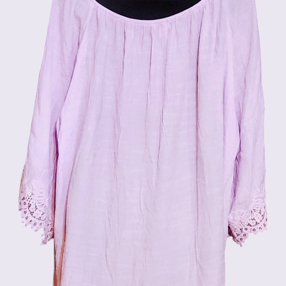 Purple Relaxed 3/4 Sleeve Embellished Tunic